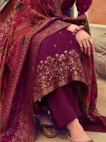 Purple Dola Jacquard Silk Designer Salwar Kameez